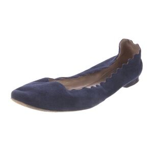 Chloe Lauren scalloped flat in navy suede